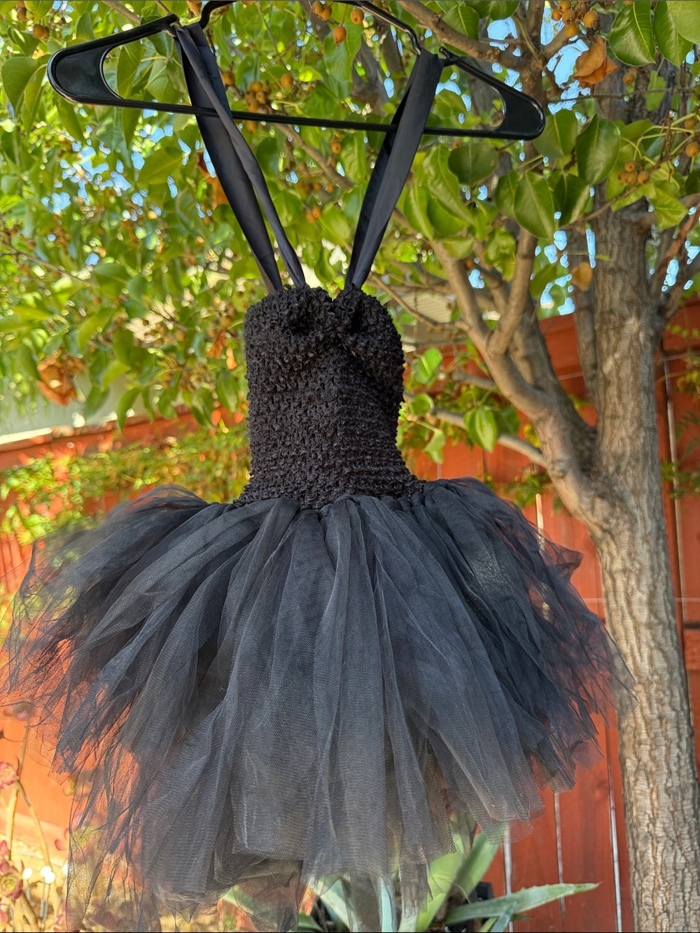 Black Tulle Kids Dress with Bow on back